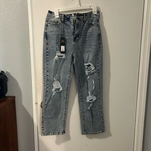 Fashion Nova Light Blue Distressed Denim